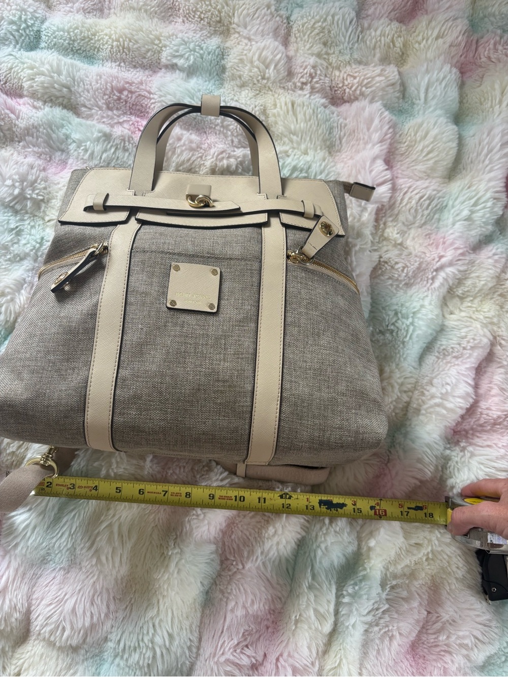 Henri Bendel Jetsetter Canvas Saffiano Convertible Backpack Tote - Picture 12 of 15